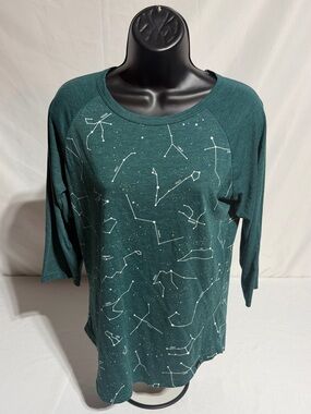 tentree (10 Tree) Green Constellation Print 3/4 Sleeve Top Size M